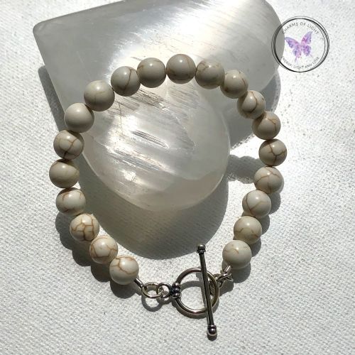 Magnesite Healing Bracelet With Silver Toggle Clasp